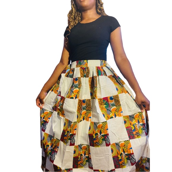 Long Maxi Skirt With Matching Scarf 100% Cotton One Size Womens Long Maxi Skirt - Picture 1 of 2